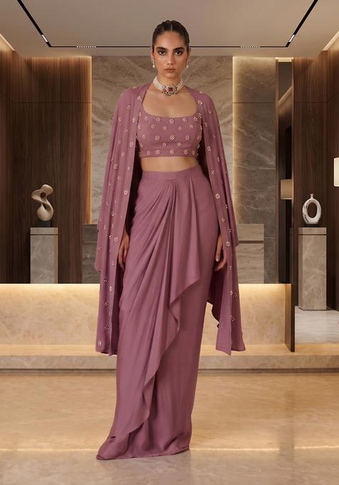 Mauve Hand Work Fusion Set