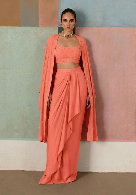 Coral Hand Work Fusion Set