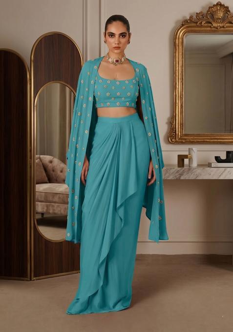 Blue Turquoise Hand Work Fusion Set