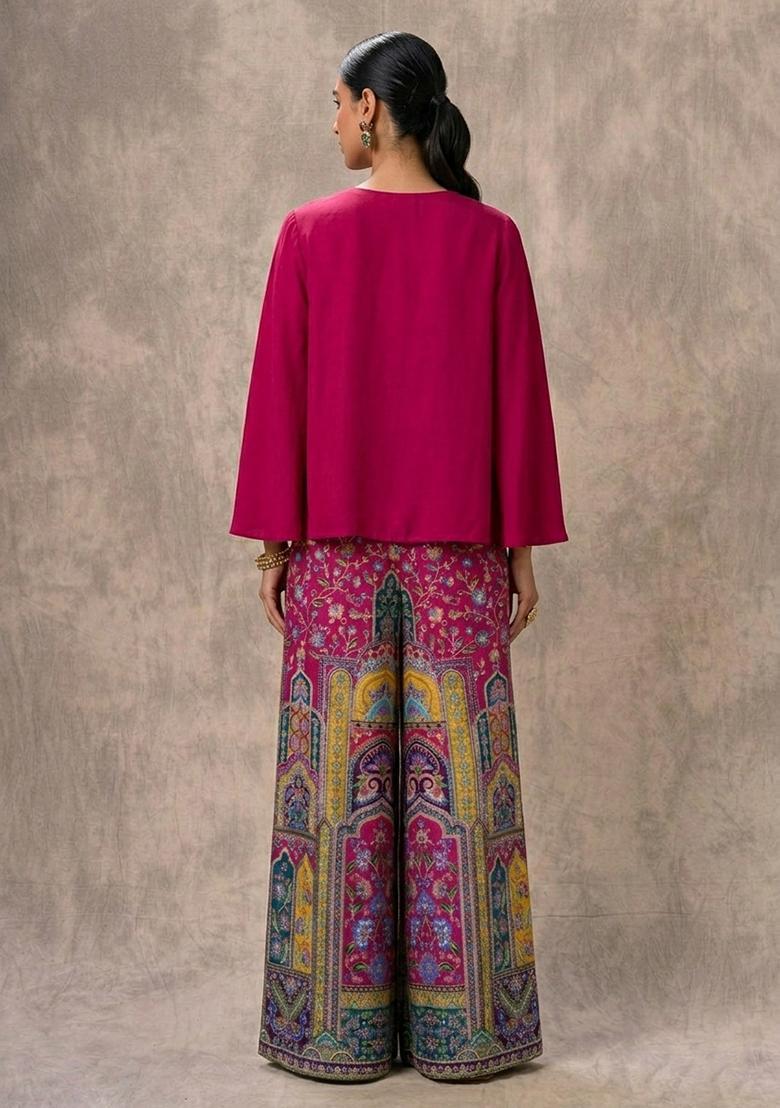 Rani Pink Printed Viscose Fusion Set - Indya