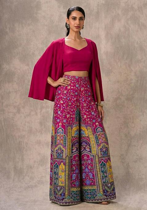 Rani Pink Printed Viscose Fusion Set