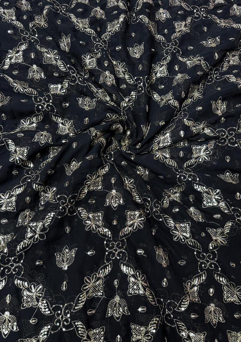 Charcoal Black Sequin Georgette Sharara Set - Indya