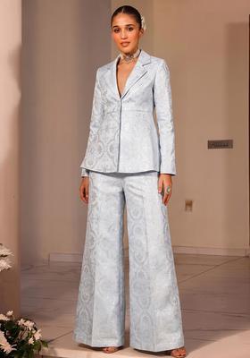 Grey Jacquard Silk Blend Fusion Set