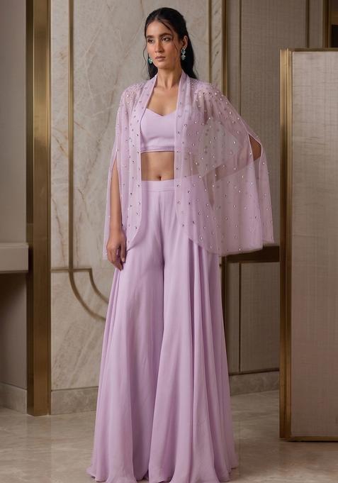 Lilac Net Handwork Fusion Set