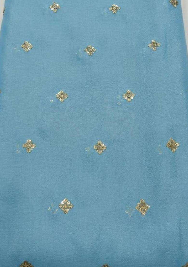 Sky Blue Sequin Georgette Sharara Set - Indya