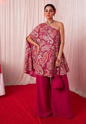 Rani Pink Printed Crepe Fusion Set