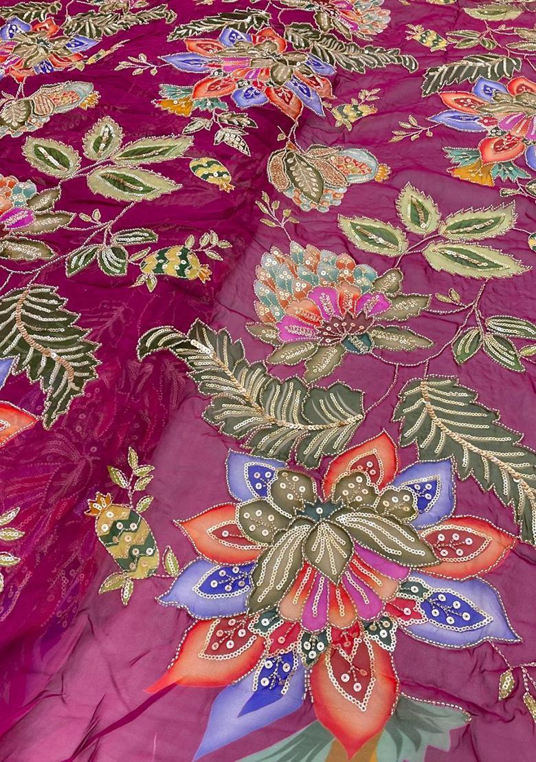 Rani Pink Embroidered Organza Fusion Set - Indya