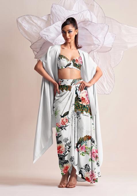 White Printed Poly Blend Fusion Set