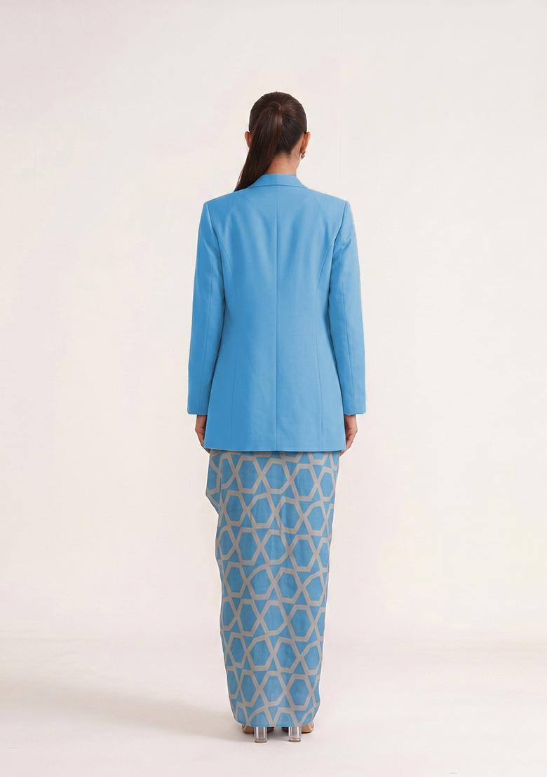 Sky Blue Printed Georgette Fusion Set - Indya