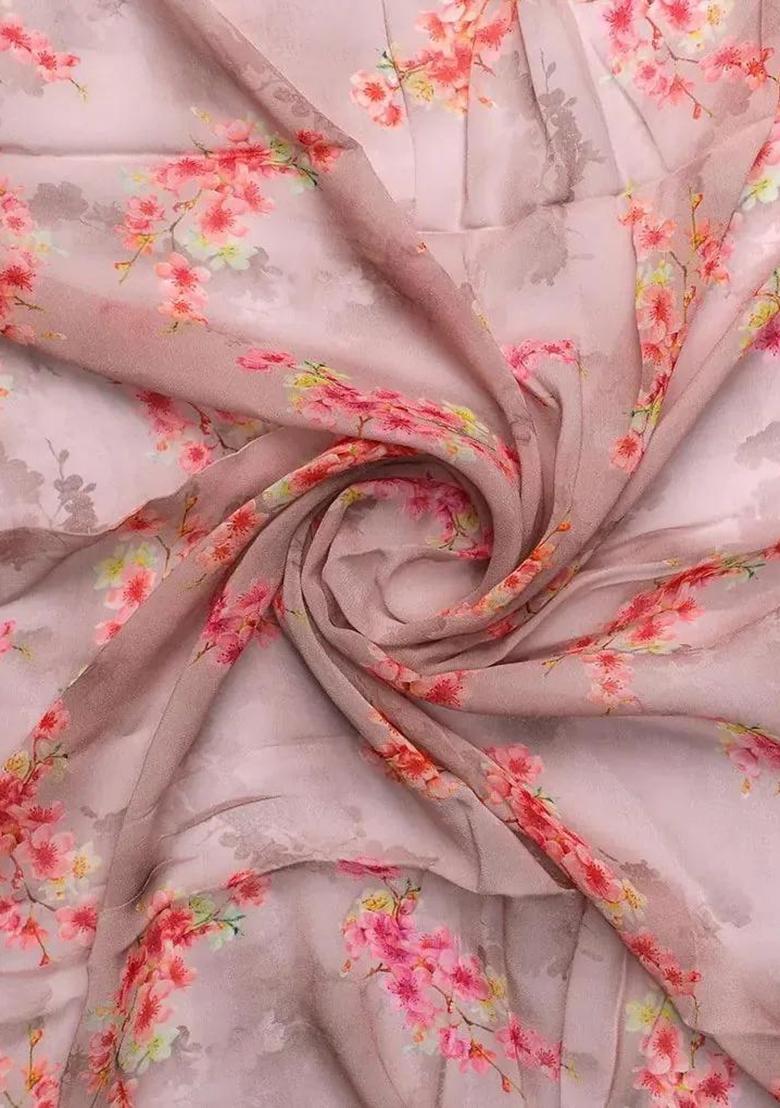 Dusty Rose Printed Georgette Fusion Set - Indya