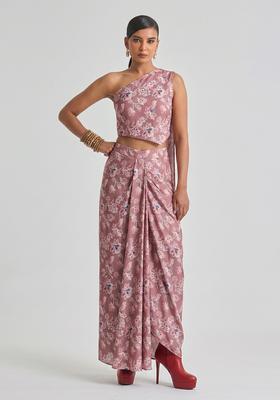 Antique Rose Printed Muslin Fusion Set
