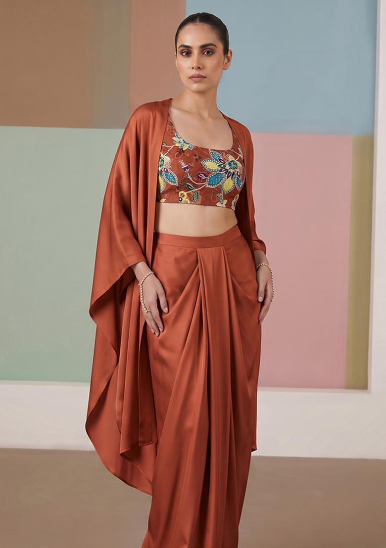 Rust Printed Poly Blend Fusion Set - Indya