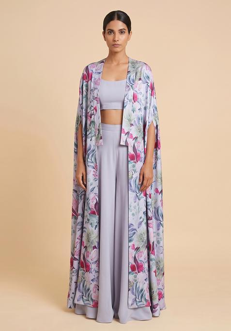 Lavender Printed Satin Fusion Set