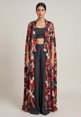 Multi Color Printed Satin Fusion Set