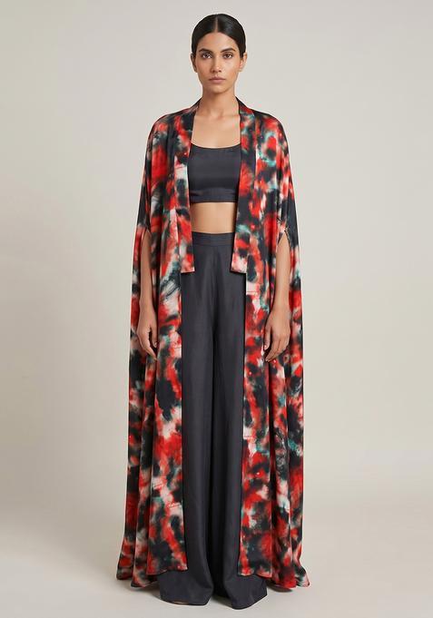 Multi Color Silk Blend Tie And Dye Fusion Set