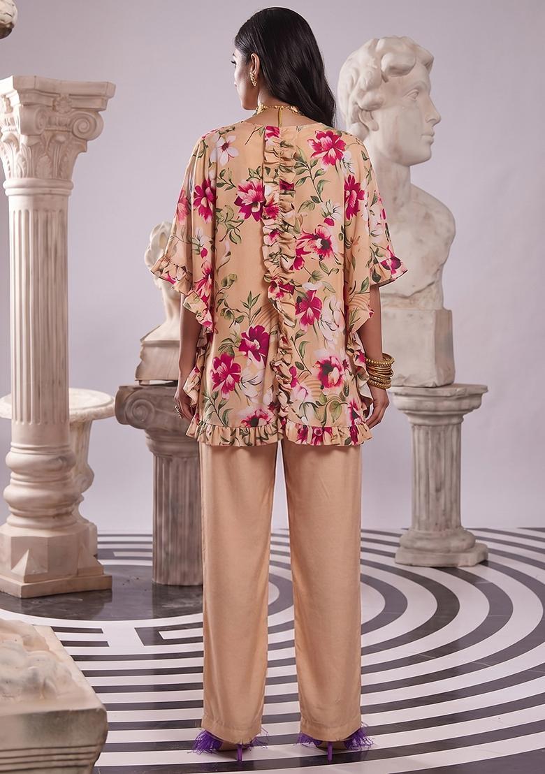 Peach Printed Rayon Fusion Set - Indya
