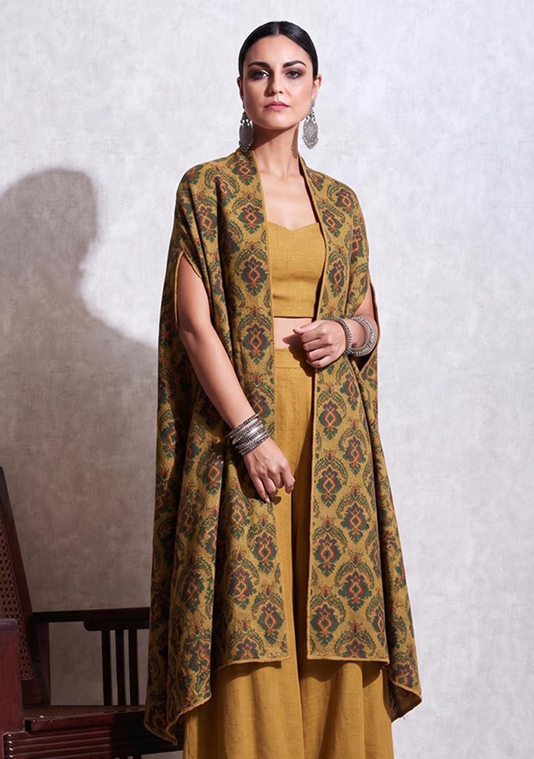 Mustard Printed Rayon Fusion Set - Indya