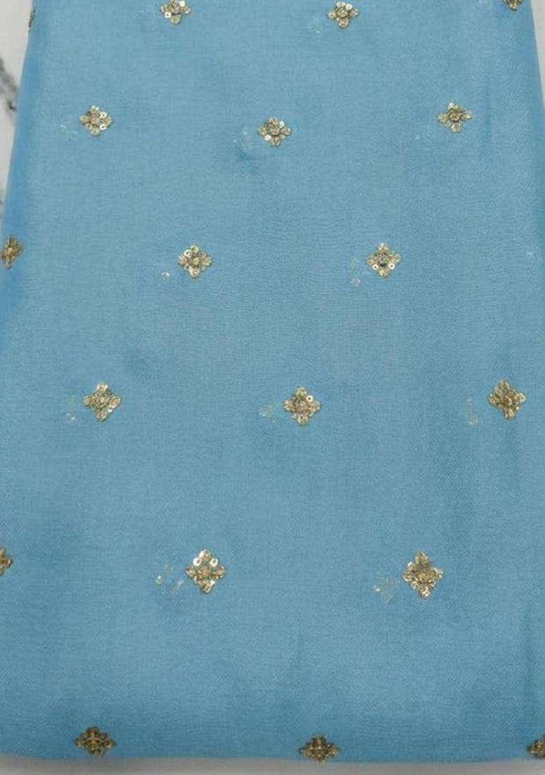 Sky Blue Embellished Georgette Fusion Set for Diwali and Festive Wear - Indya
