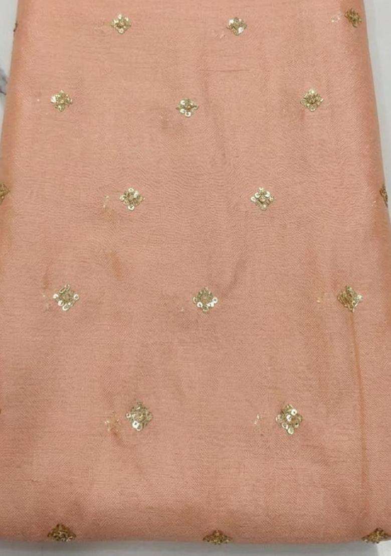 Peach Sequin Georgette Fusion Set for Diwali and Festive Wear - Indya