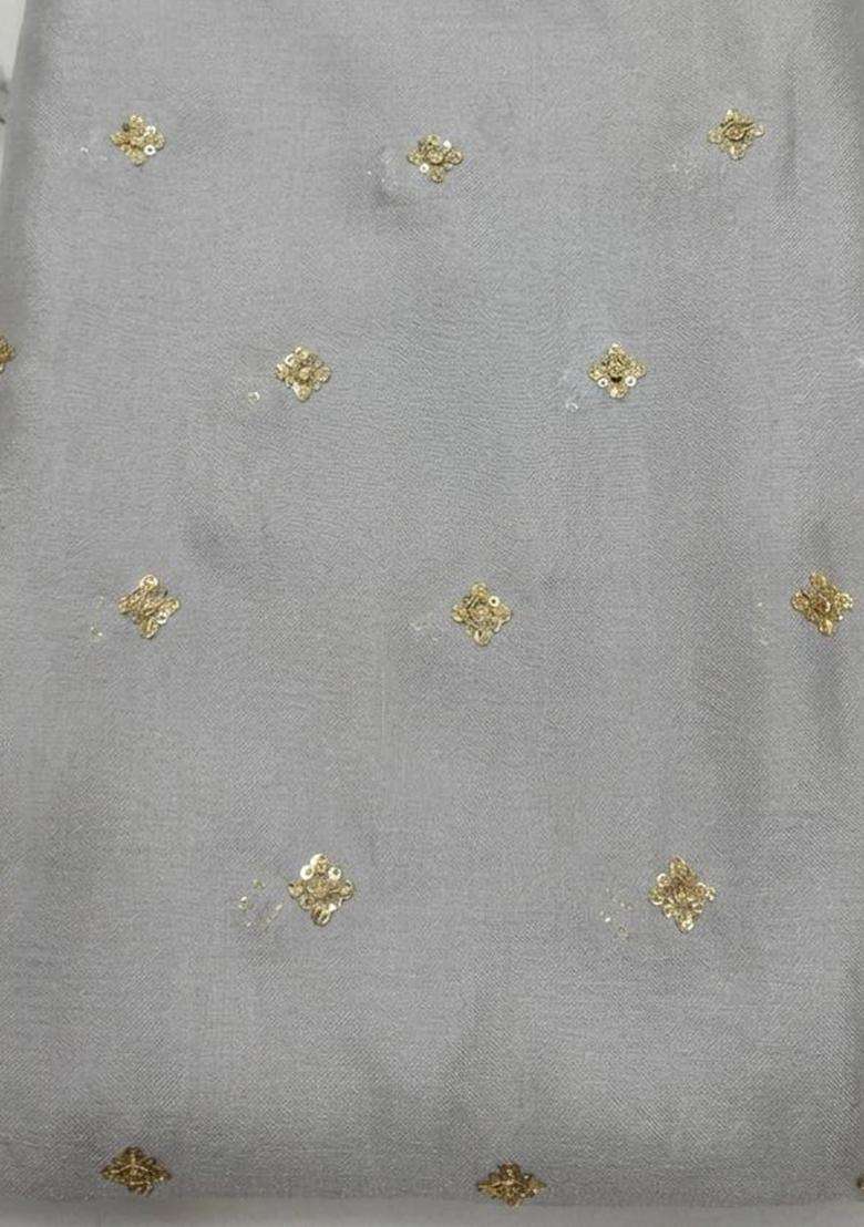 Ash Grey Embellished Georgette Fusion Set for Diwali and Festive Wear - Indya