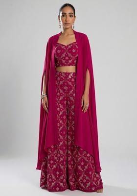 Rani Pink Sequin Georgette Fusion Set