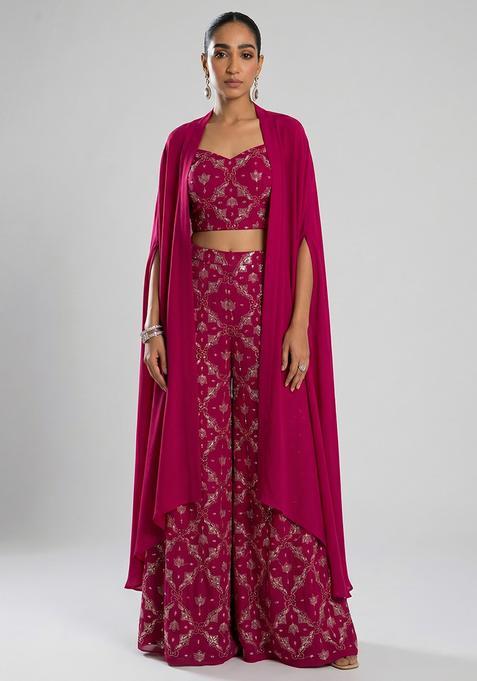 Rani Pink Georgette Sequin Work Fusion Set