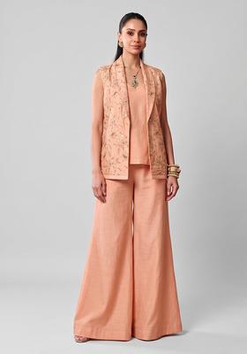 Soft Peach Embroidered Tissue Fusion Set