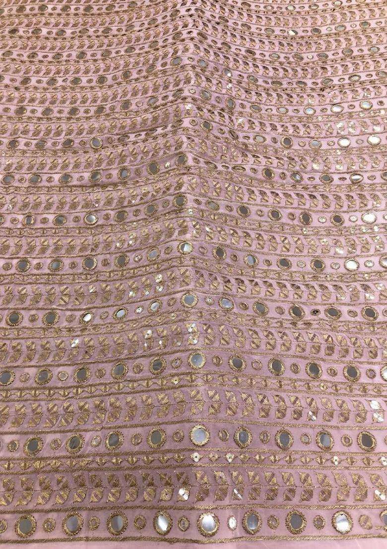 Baby Pink Georgette Fusion Set with Mirror Work for Diwali | Wedding & Festive Wear - Indya