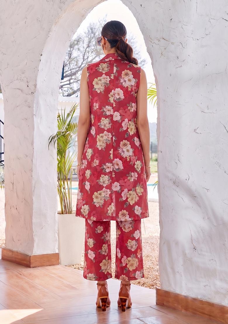 Scarlet Printed Satin Fusion Set - Indya