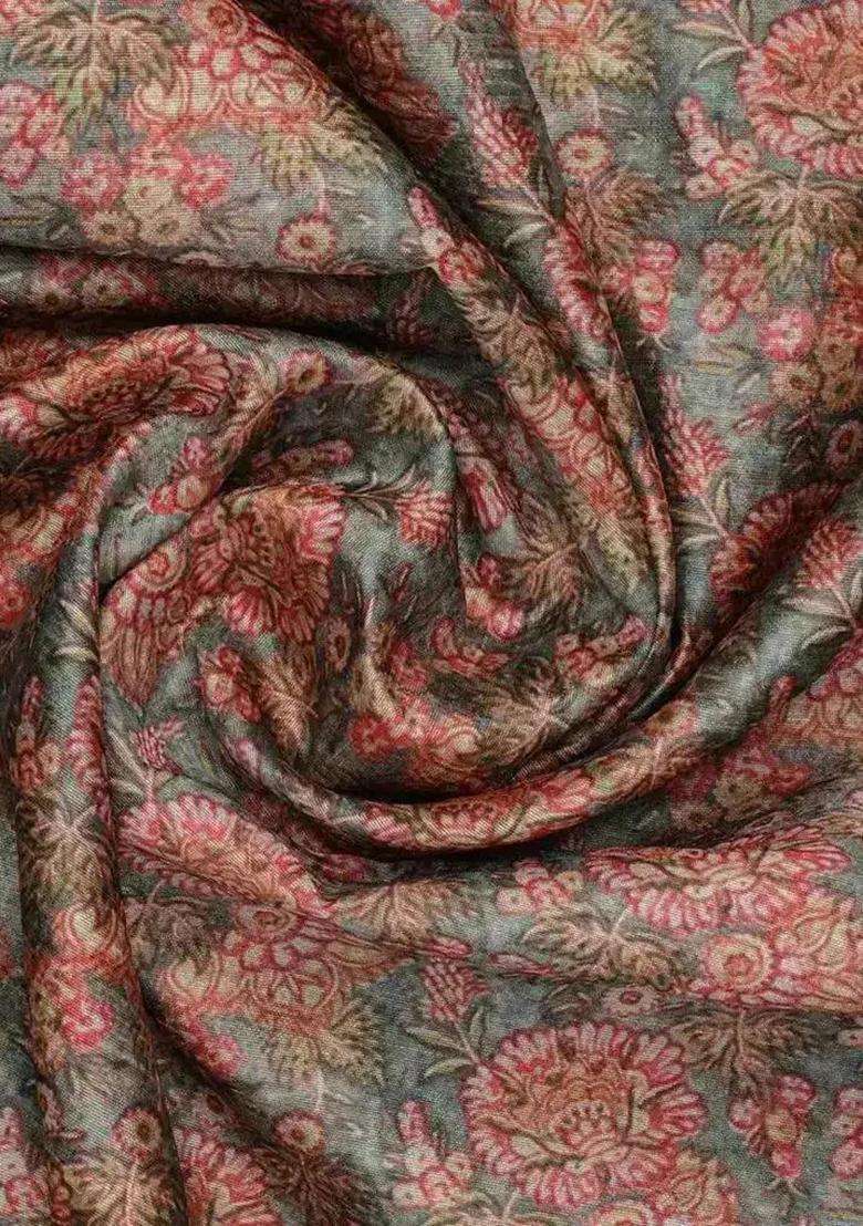 Sage Green Printed Poly Blend Fusion Set - Indya