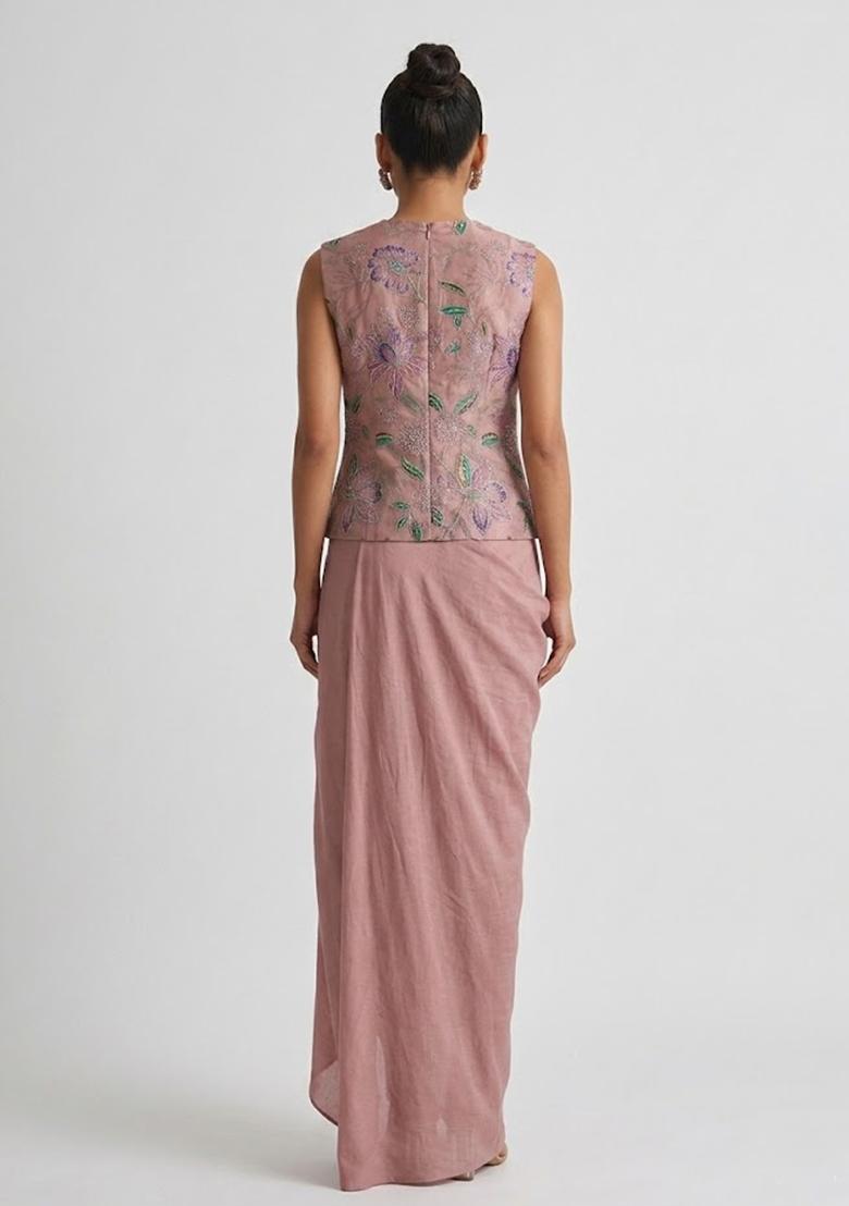 Dusty Rose Printed Tissue Fusion Set - Indya
