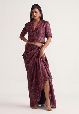Black-red Printed Poly Blend Fusion Set
