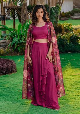 Rani Pink Solid Silk Fusion Set
