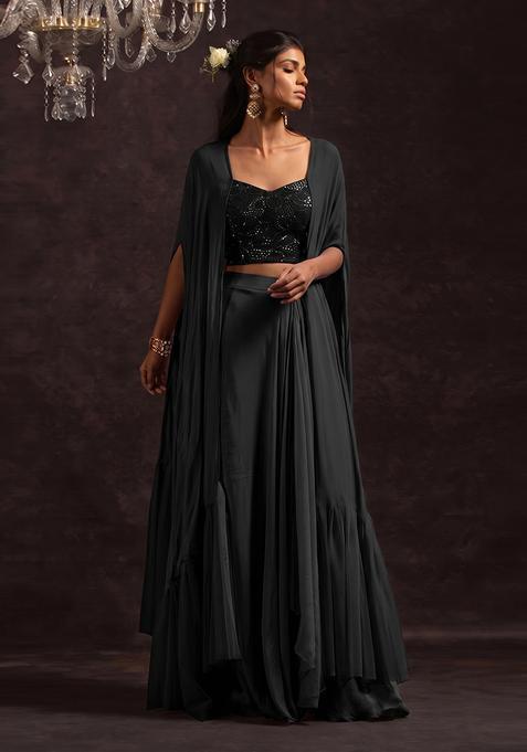 Black Sequin Viscose Fusion Set