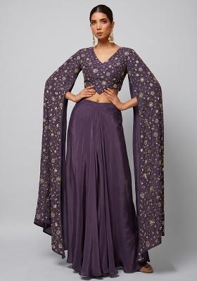 Grape Purple Embroidered Tissue Fusion Set
