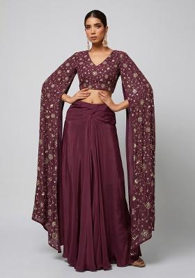 Wine Embroidered Tissue Fusion Set