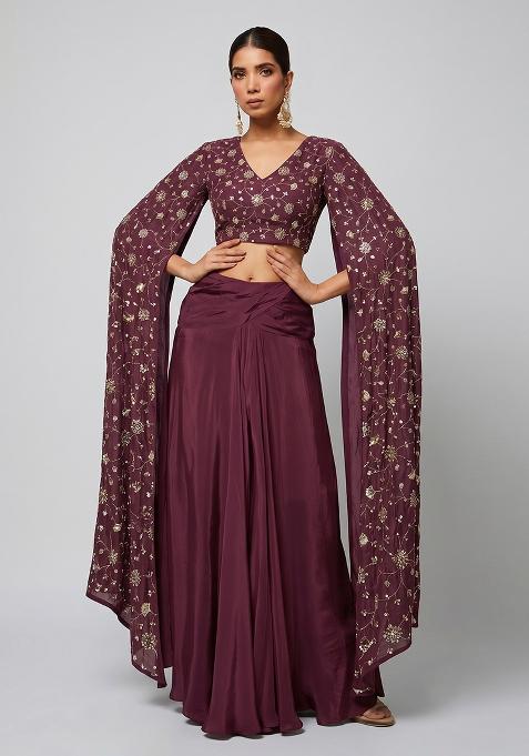 Wine Embroidered Tissue Fusion Set