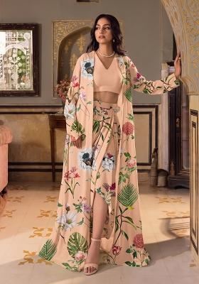 Soft-Peach Printed Poly Blend Fusion Set