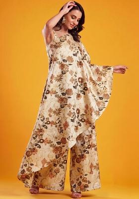 Champagne Printed Silk Fusion Set