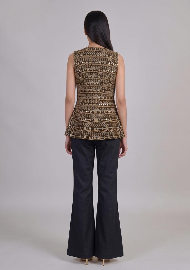 Black Mirror Work Georgette Fusion Set - Indya