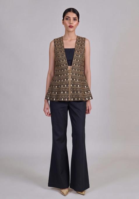 Black Mirror Work Georgette Fusion Set