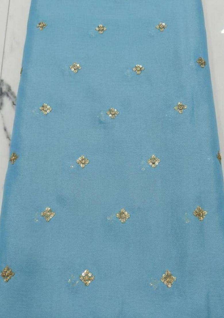 Sky Blue Sequin Georgette Fusion Set - Indya