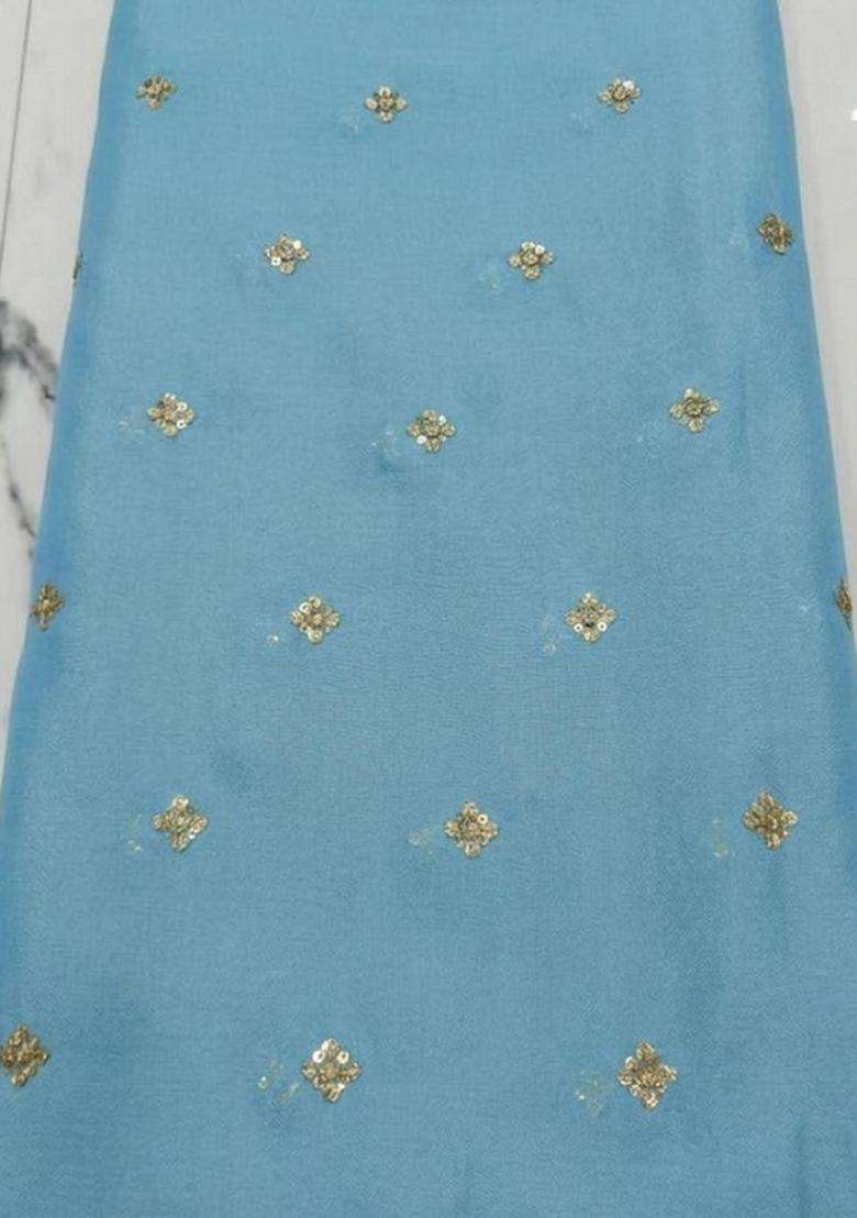 Sky Blue Sequin Georgette Fusion Set - Indya