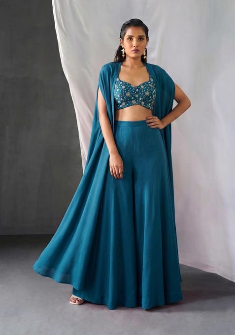 Teal Embroidered Tissue Fusion Set