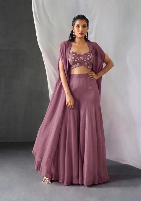 Mauve Embroidered Tissue Fusion Set