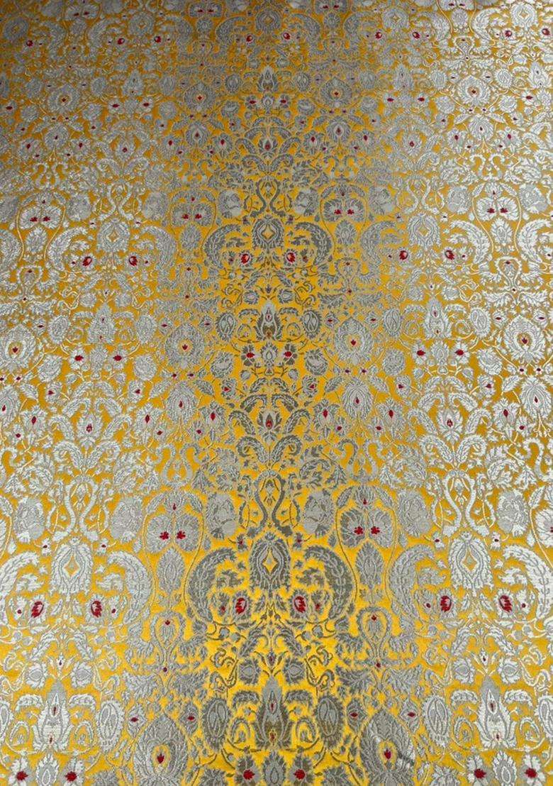 Mustard Jacquard Brocade Fusion Set for Diwali and Festive Wear - Indya