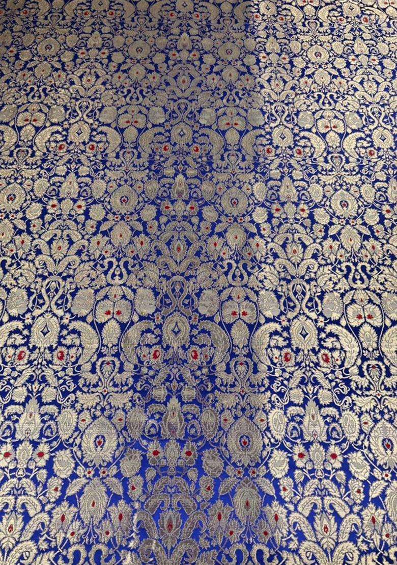 Royal Blue Jacquard Brocade Fusion Set for Diwali | Wedding & Festive Wear - Indya