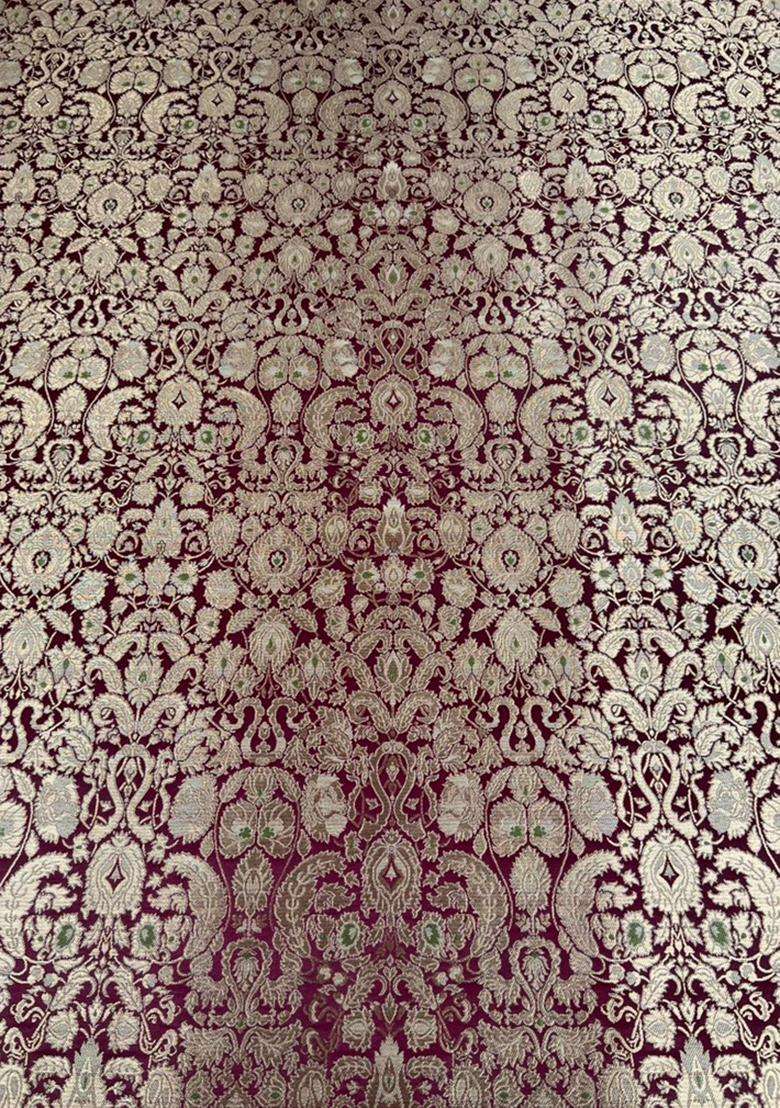 Wine Jacquard Brocade Fusion Set for Diwali | Wedding & Festive Wear - Indya