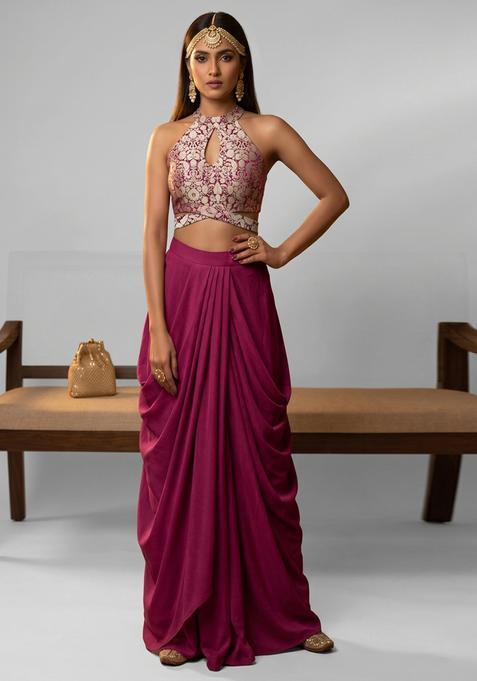 Wine Jacquard Brocade Fusion Set