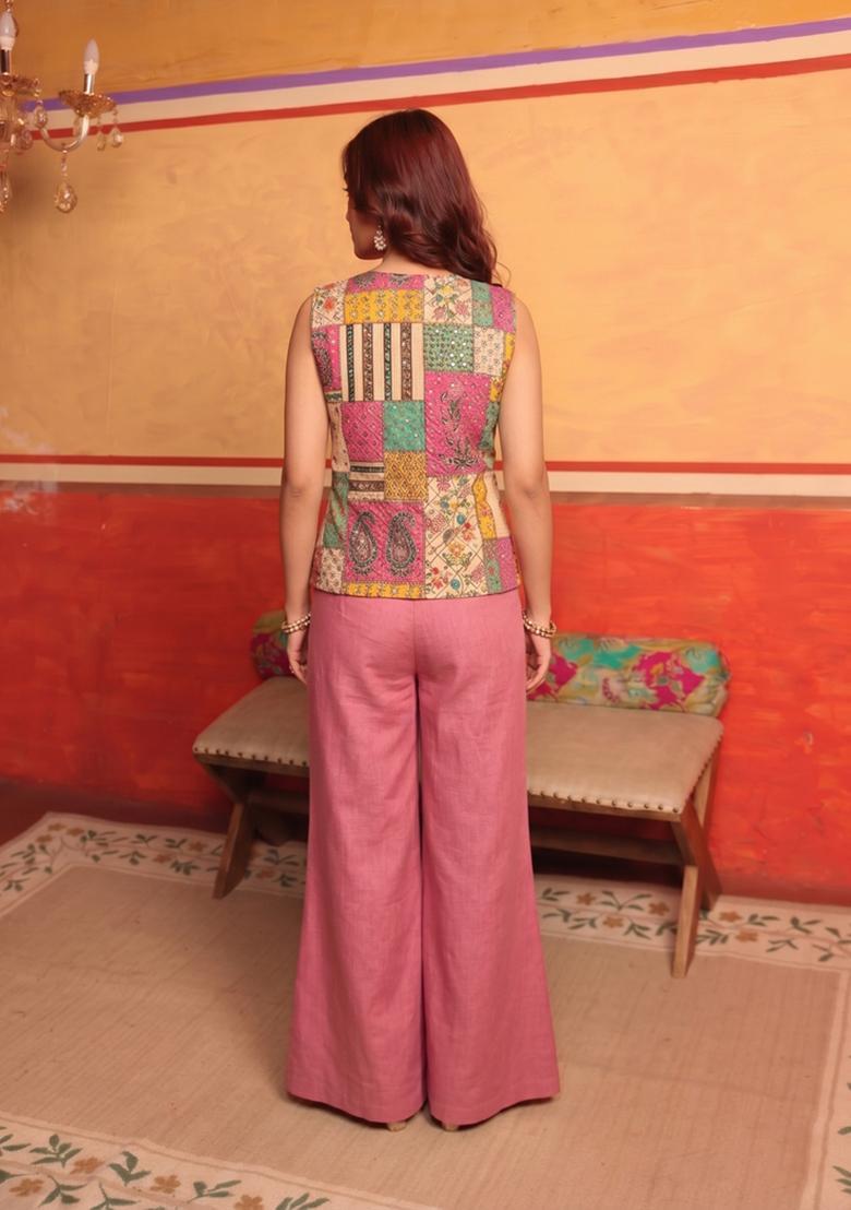 Multicolor Jacquard Brocade Fusion Set - Indya